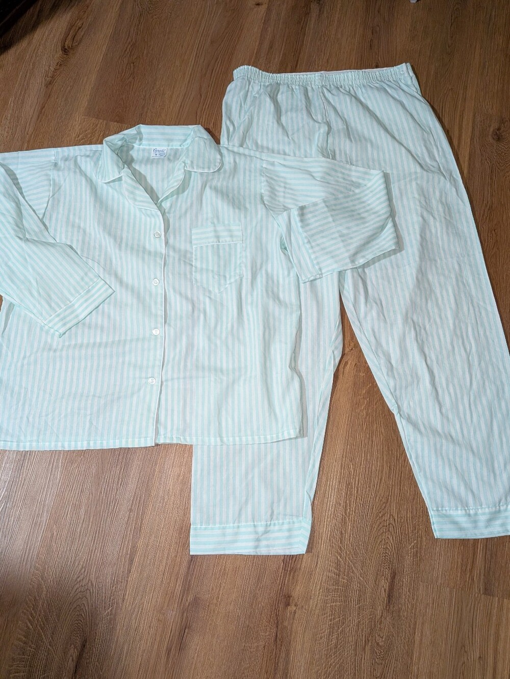 New Carole Vintage Mint Striped Pajama Set 1X